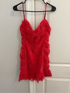 Angel Biba Red Lace Mini Slip Dress